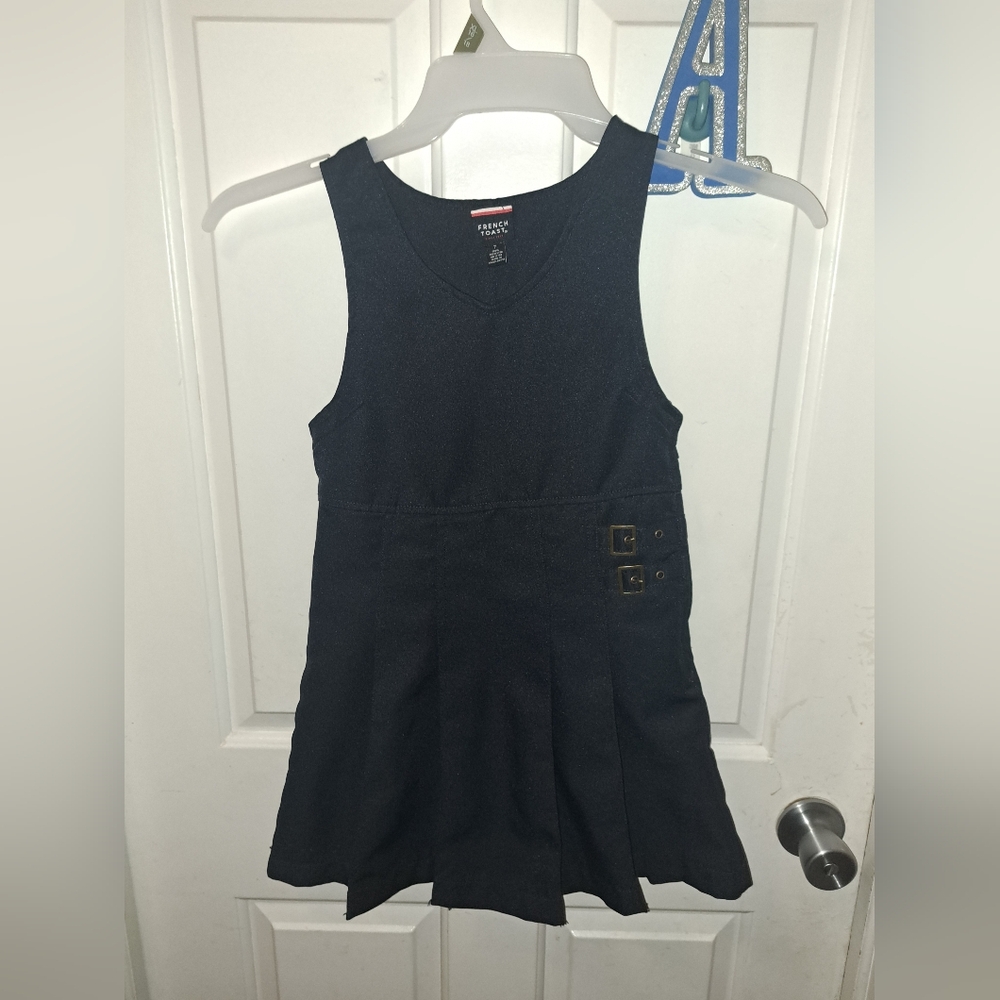 French Toast Girls Navy Twin Buckle Tab Jumper Sz 7